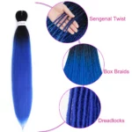 Blue Braiding Hair Pre Stretched Ombre Blue Box Kanekalon Braiding Hair