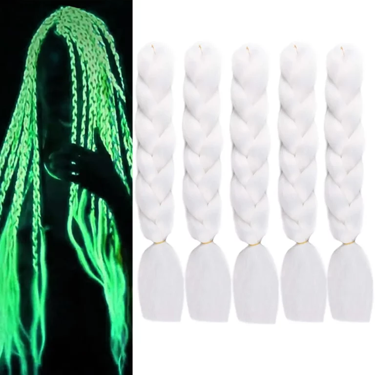 Glowing White Braiding Hair Jumbo Box Kanekalon Braids Hair Extensions Shining Fluorescent Light in Darkness