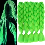 Green Glowing Braiding Hair Luminous Jumbo Braids Hair Extensions Glow in the Dark