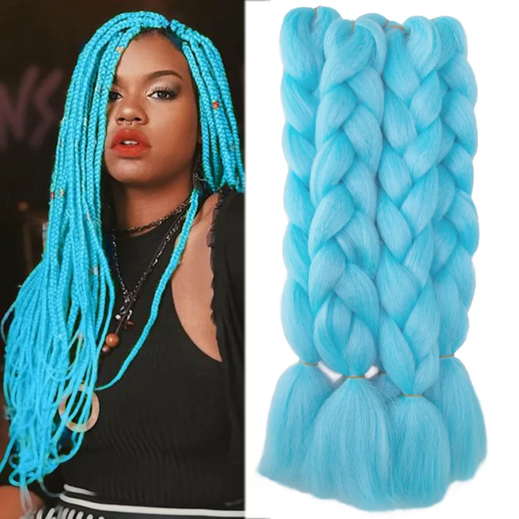 Light Blue Glowing Braiding Hair Glow in the Dark