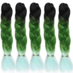 Ombre Green Jumbo Braiding Hair Extensions 5 Packs