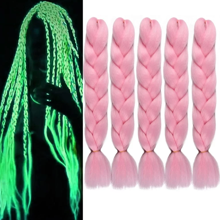 Pink Glowing Braiding Hair Extensions Glow in the Dark