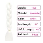 5pcs Glow in the Dark Hair 24inch White Braiding Hair Pre Stretched Colored Hair Extensions for Braiding Luminous Jumbo Braids for Kids Girls Women