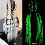5pcs Glow in the Dark Hair 24inch White Braiding Hair Pre Stretched Colored Hair Extensions for Braiding Luminous Jumbo Braids for Kids Girls Women