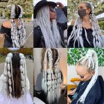 5pcs Glow in the Dark Hair 24inch White Braiding Hair Pre Stretched Colored Hair Extensions for Braiding Luminous Jumbo Braids for Kids Girls Women