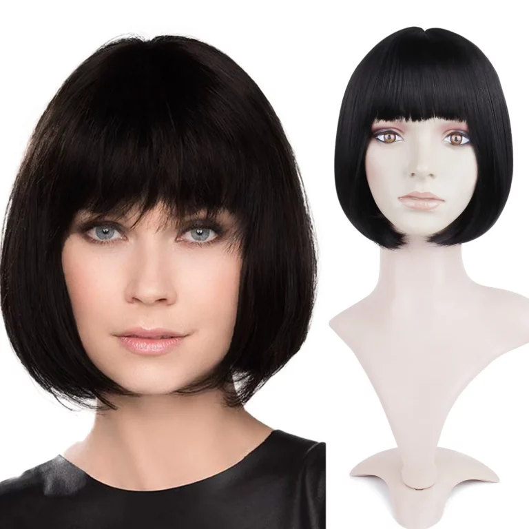 Short Bob Straight Hair Wigs with Bangs Synthetic Wig