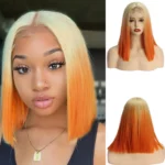 Short Bob Straight Lace Wig Gradient Pink Wigs