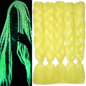 Yellow Green Glowing Braiding Hair Jumbo Braids Hair Extensions
