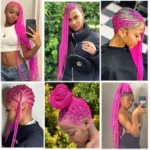 Hot Pink Pre Stretched Kanekalon Braiding Hair 24inch 6Pcs (1)