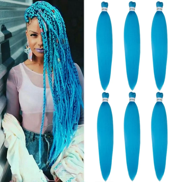 Blue Braiding Hair 26inch 6Pcs Hot Setting Long Synthetic Box Braids Hair