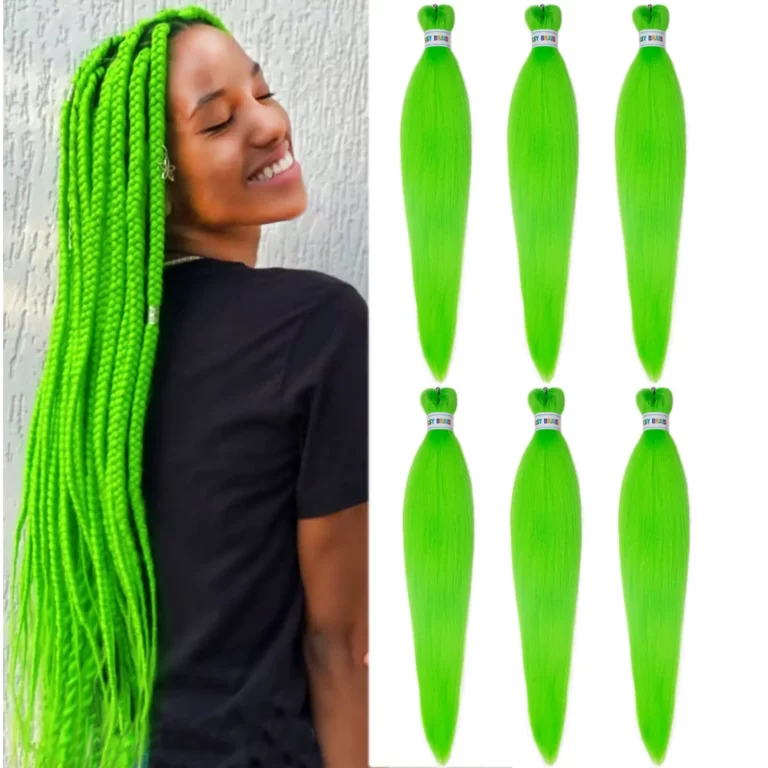 Green Braiding Hair 26inch 6Pcs Hot Setting Synthetic Box Braids Hair