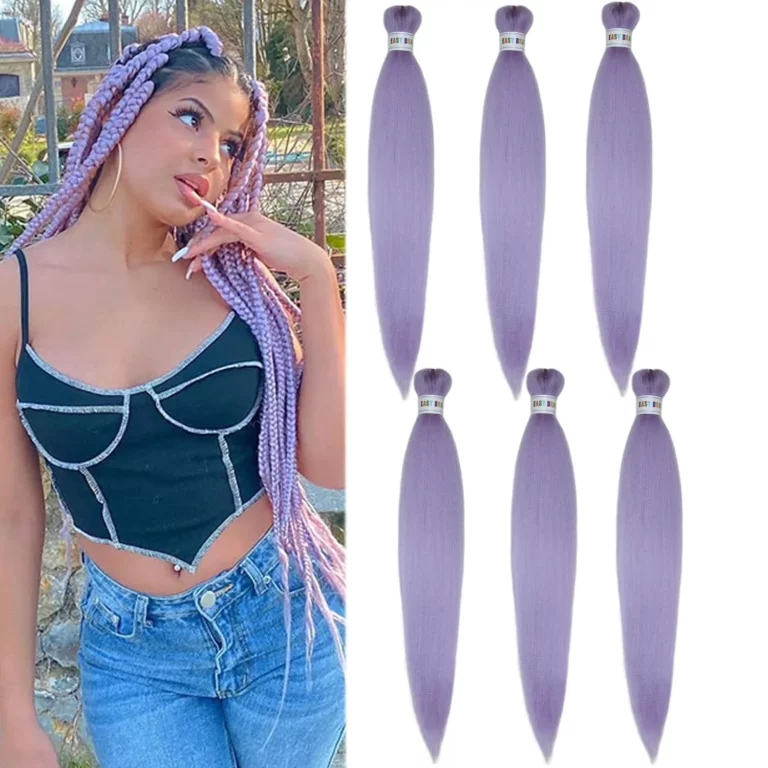 Light Purple Braiding Hair Pre Stretched Kanekalon Braiding Hair 26inch 6packs