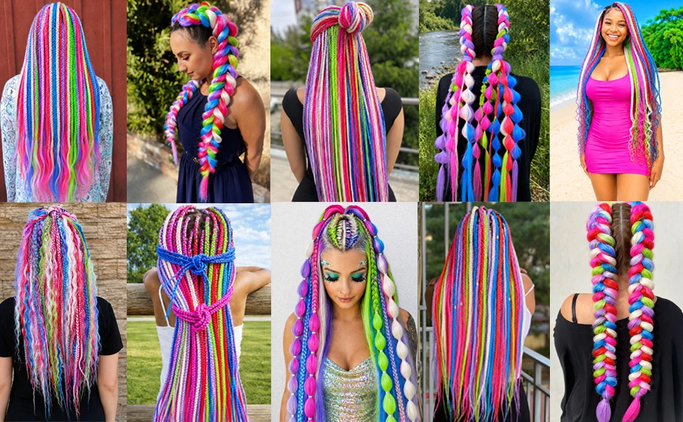 Colorful Braiding Hair 26inch 6Pcs Kanekalon Braids Hair Extensions