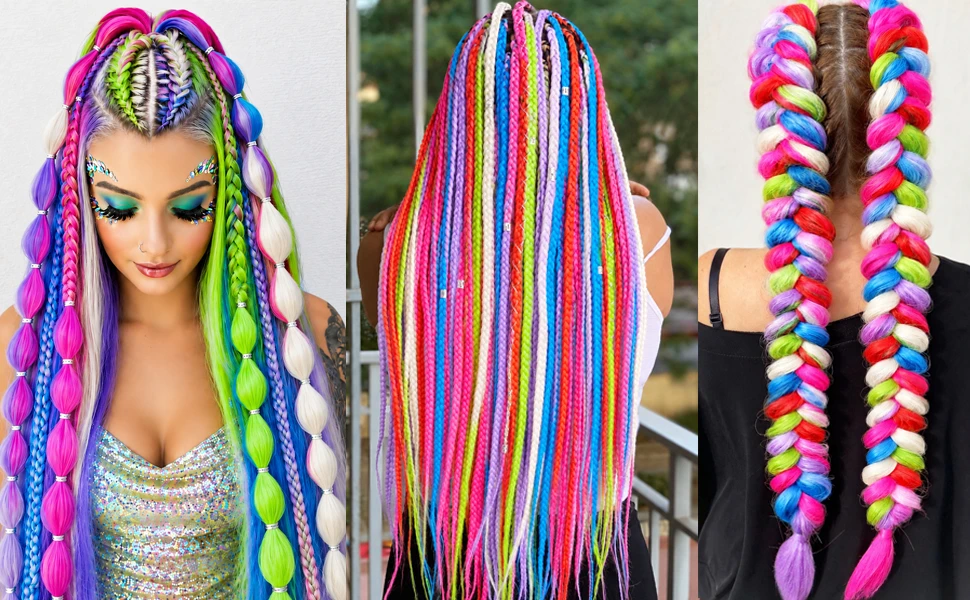 Colorful Braiding Hair 26inch 6Pcs Kanekalon Braids Hair Extensions
