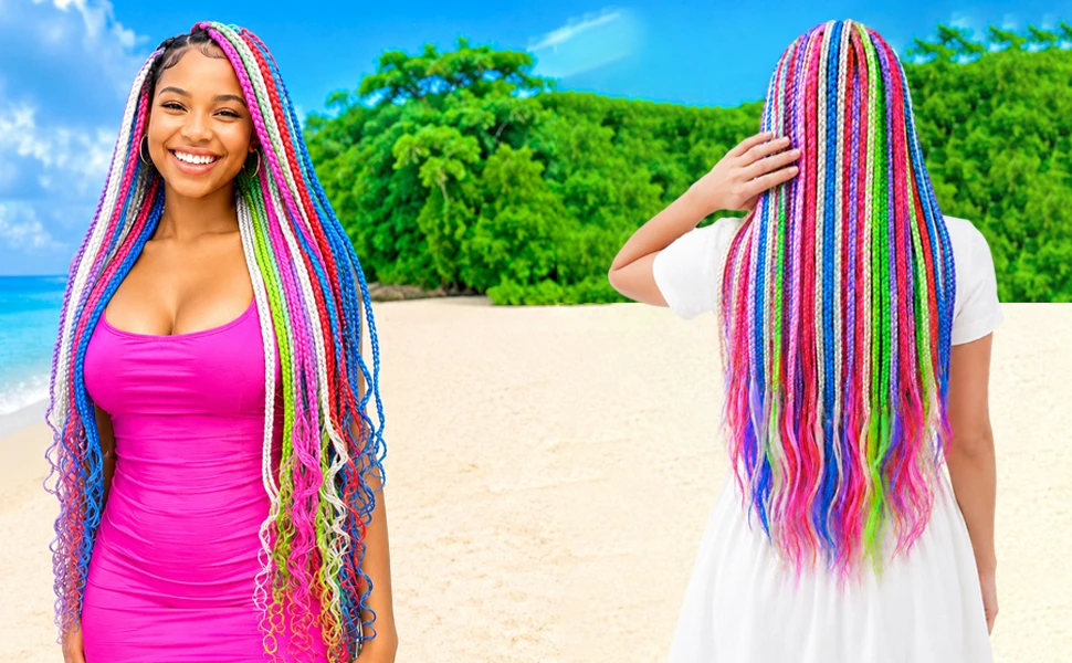 Colorful Braiding Hair 26inch 6Pcs Kanekalon Braids Hair Extensions
