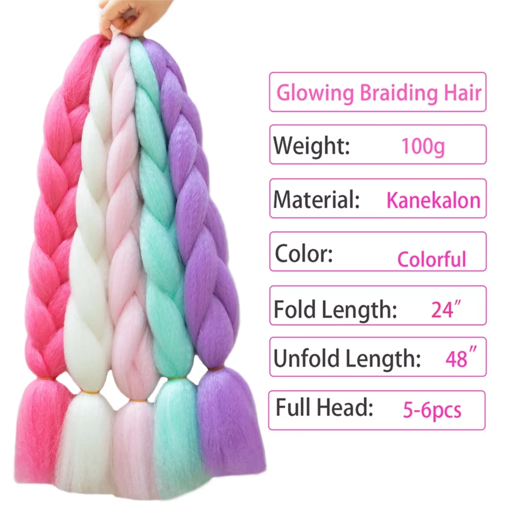 Colorful Braiding Hair Kanekalon Jumbo Braiding Hair Rainbow Multicolor Braiding Hair