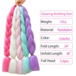 Colorful Braiding Hair Kanekalon Jumbo Braiding Hair Rainbow Multicolor Braiding Hair