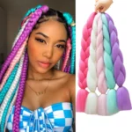 Colorful Braiding Hair Kanekalon Jumbo Braiding Hair Rainbow Multicolor Braiding Hair