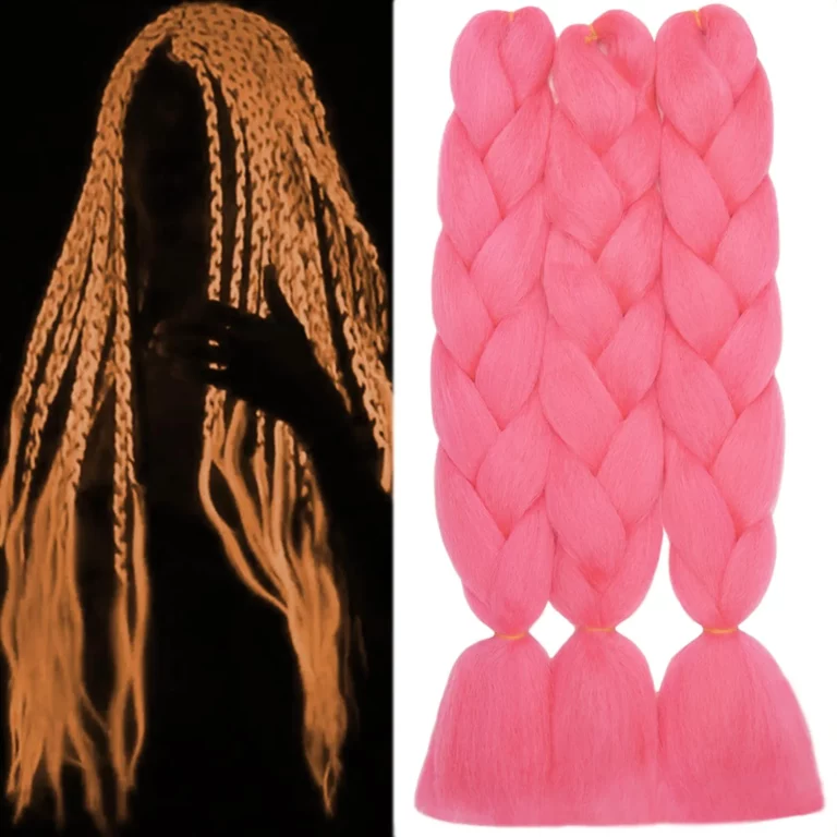 Hot Pink Glow in the Dark Braiding Hair 24Inch 3Pcs Synthetic Kanekalon Hair