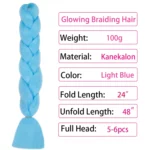 Light Blue Glow in the Dark Jumbo Braiding Hair Extensions - 24inch 3Pcs