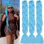 Light Blue Glow in the Dark Jumbo Braiding Hair Extensions - 24inch 3Pcs