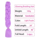 Light Purple Glow in the Dark Braiding Hair 24inch 3Pcs