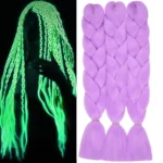 Light Purple Glow in the Dark Braiding Hair 24inch 3Pcs