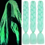 Mint Green Glow in the Dark Braiding Hair 24Inch 3Pcs Kanekalon Synthetic Colored Hair