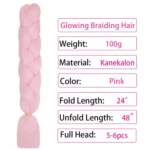 Pink Glow in the Dark Jumbo Braiding Hair 24inch 3pcs