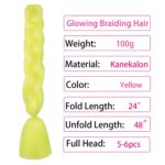 Yellow Glow in the Dark Jumbo Braiding Hair Extensions - 24inch 3pcs