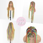36 Inch Rainbow Braided Wig 360 Full Lace Knotless Box Braids Wig for Women