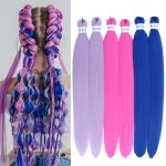 6Pack Colorful Pre Stretched Braiding Hair 26 Inch Light Purple Blue Pink Braiding Hair Extensions