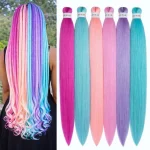 6Pcs Colorful Pre Stretched Braiding Hair 26 Inch Rainbow Braiding Hair Extensions