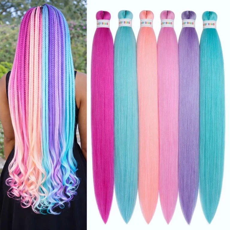 6Pcs Colorful Pre Stretched Braiding Hair 26 Inch Rainbow Braiding Hair Extensions