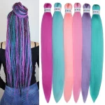 6Pcs Colorful Pre Stretched Braiding Hair 26 Inch Rainbow Braiding Hair Extensions