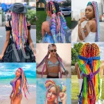 6Pcs Colorful Pre Stretched Braiding Hair 26 Inch Rainbow Braiding Hair Extensions