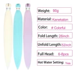 Pre Stretched Braiding Hair Colored Synthetic Hair Extensions for Braids 26inch 6pcs Knotless Yaki Prestretched Braiding Hair