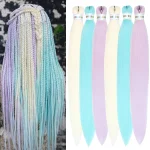 Pre Stretched Braiding Hair Colored Synthetic Hair Extensions for Braids 26inch 6pcs Knotless Yaki Prestretched Braiding Hair