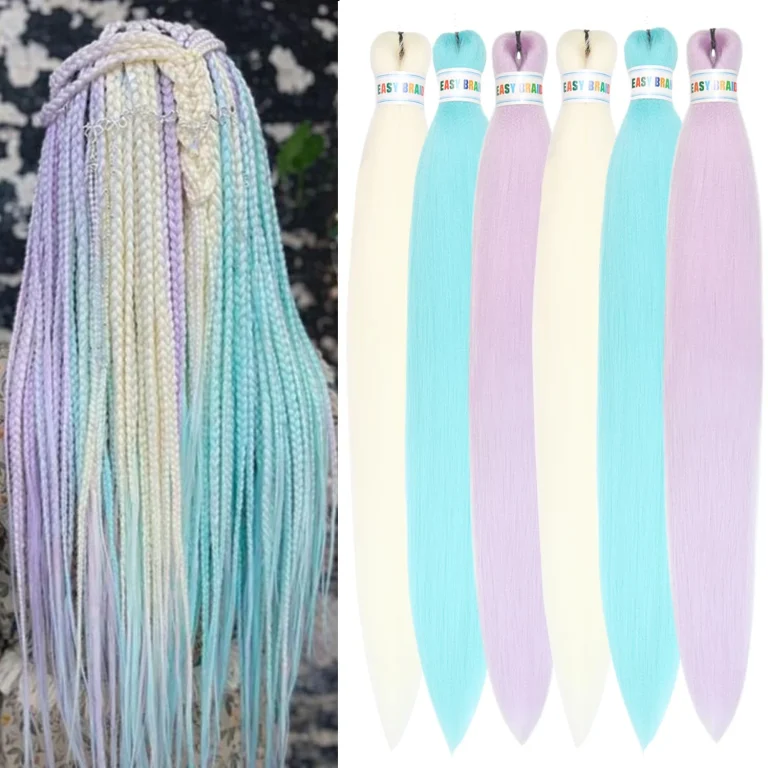 Pre Stretched Braiding Hair Colored Synthetic Hair Extensions for Braids 26inch 6pcs Knotless Yaki Prestretched Braiding Hair