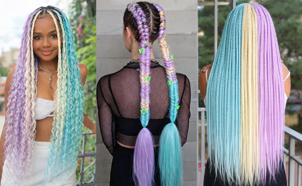 Pre Stretched Braiding Hair Colored Synthetic Hair Extensions for Braids 26inch 6pcs Knotless Yaki Prestretched Braiding Hair