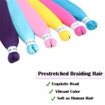 6Pcs Pre Stretched Colorful Braiding Hair 26 Inch Rainbow Braiding Hair Extensions