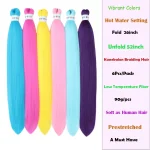 6Pcs Pre Stretched Colorful Braiding Hair 26 Inch Rainbow Braiding Hair Extensions