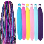 6Pcs Pre Stretched Colorful Braiding Hair 26 Inch Rainbow Braiding Hair Extensions