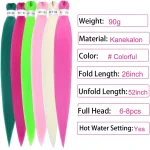 6Pcs Pre Stretched Colorful Braiding Hair 26 Inch Rainbow Braiding Hair Extensions