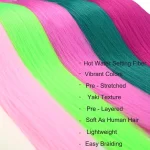 6Pcs Pre Stretched Colorful Braiding Hair 26 Inch Rainbow Braiding Hair Extensions
