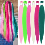 6Pcs Pre Stretched Colorful Braiding Hair 26 Inch Rainbow Braiding Hair Extensions