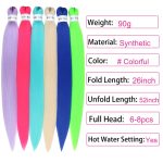 6Pcs Colorful Pre Stretched Braiding Hair 26 Inch Rainbow Braiding Hair Extensions