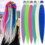 6Pcs Colorful Pre Stretched Braiding Hair 26 Inch Rainbow Braiding Hair Extensions