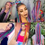 6Pcs Colorful Pre Stretched Braiding Hair 26 Inch Rainbow Braiding Hair Extensions