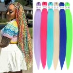 6Pcs Colorful Pre Stretched Braiding Hair 26 Inch Rainbow Braiding Hair Extensions